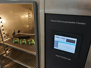 Samples in an environmental test chamber