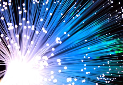 A colorful image of fiber optic cables