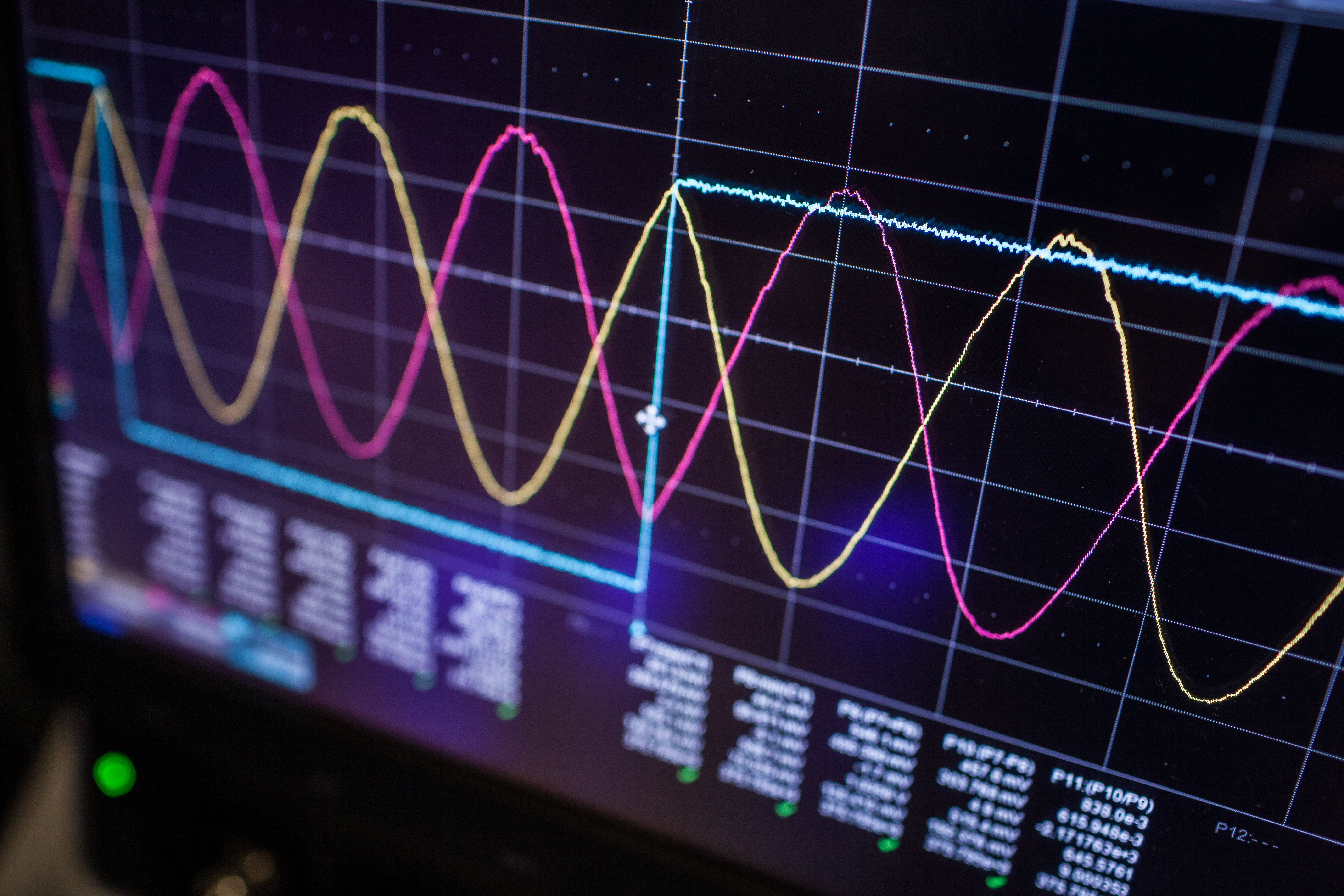 An oscilloscope digital display showing a waveform