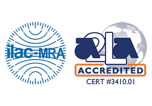 ilac A2LA accredited with cert #3410.01