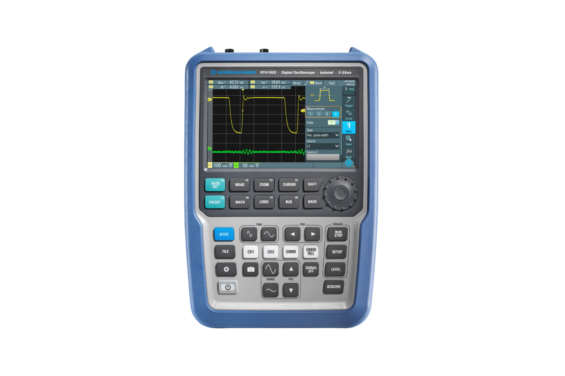 Front view of the Rohde & Schwarz Scope Rider Handheld Oscilloscope Front view of the Rohde & Schwarz Scope Rider Handheld Oscilloscope