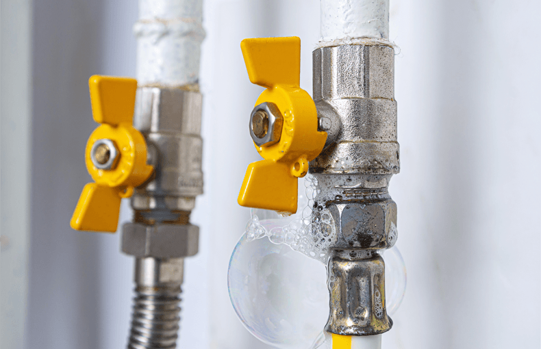 Leak testing with soap