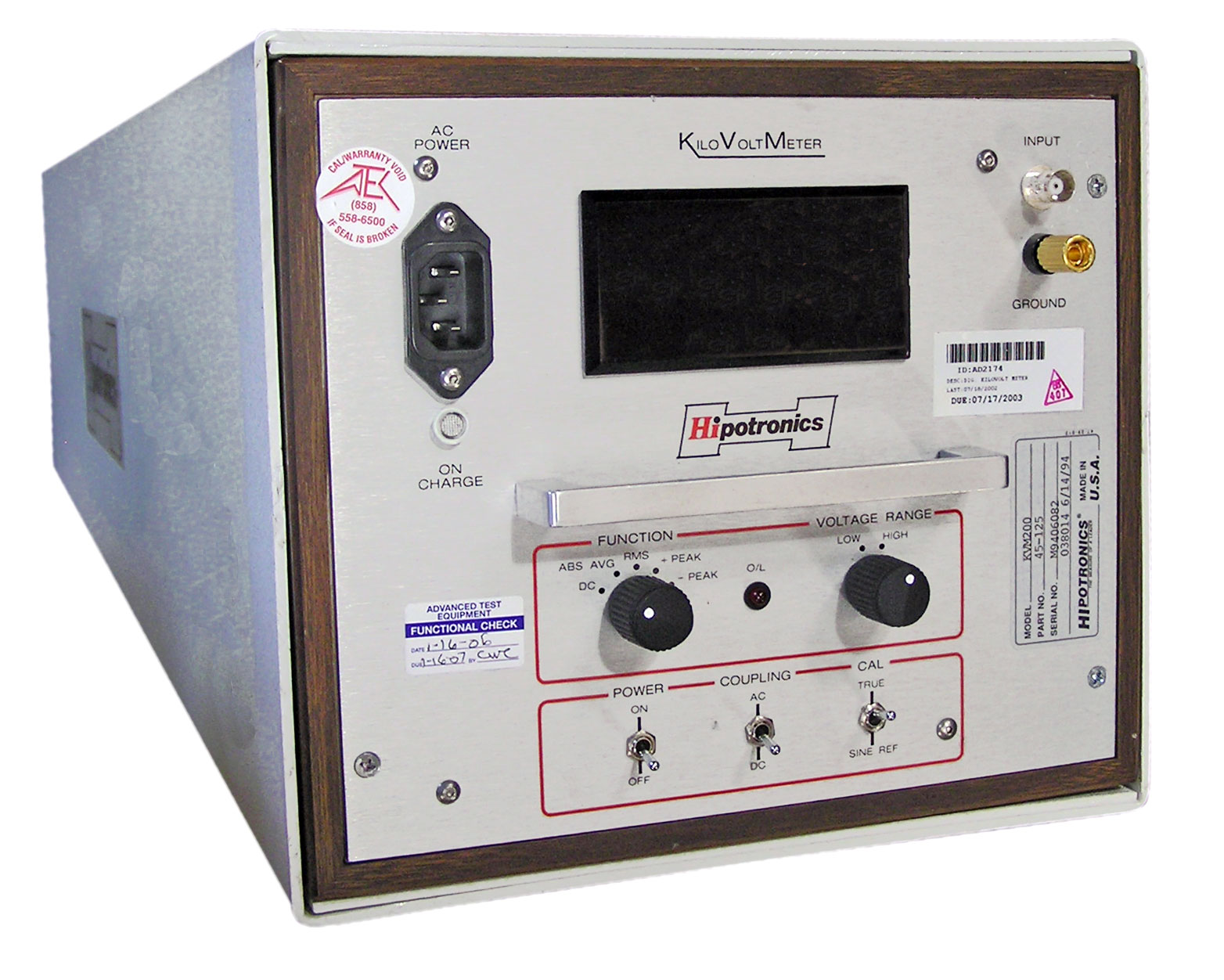 Image of Hipotronics KVM200 AC/DC Kilovoltmeter Image of Hipotronics KVM200 AC/DC Kilovoltmeter